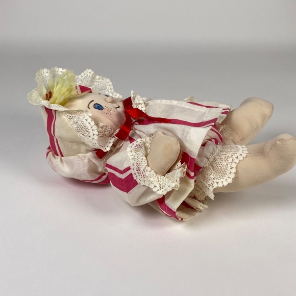 Vintage Handmade Cabbage Patch Style Cloth Doll Blonde Hair Craters Label - Picture 4 of 7